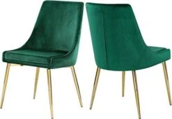 Meridian Furniture Karina Collection Modern | Contemporary Velvet Upholstered Dining Chair With Sturdy Metal Legs, Set Of 2, 19.5" W X 21.5" D X 33.5" H, Navy -Home Table Chair Store 41dOB sEeuL. AC