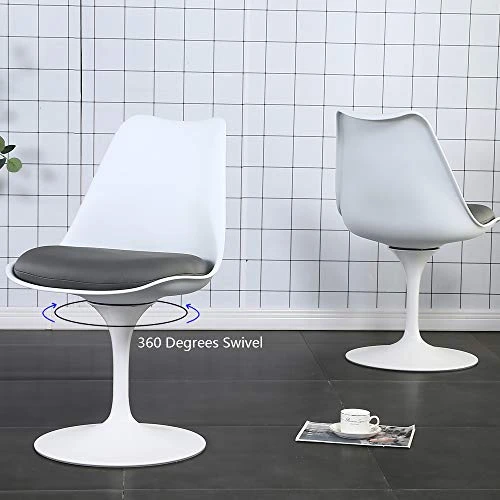 Bacyion Swivel Dining Chair Set For 2 - Mid-Century Modern Dining Room Chairs Pedestal Leisure Chairs, White Kitchen Chairs Set Of 2 Pieces (Highclass Grey) 4 Bacyion Swivel Dining Chair Set For 2 - Mid-Century Modern Dining Room Chairs Pedestal Leisure Chairs, White Kitchen Chairs Set Of 2 Pieces (Highclass Grey) - Image 2