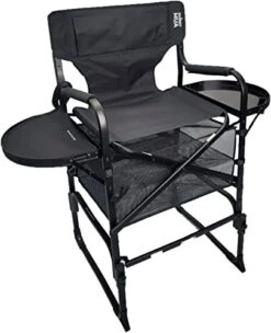 Tuscany Pro Adjustable Seat Height Portable Heavy Duty Tall Director Chair With Carry Bag