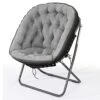 Iw I WISH Saucer Chair For Adults, Oversized Saucer Chair, Folding Saucer Chair, Bedroom Papasan Chair, Comfy Moon Chair (Grey)