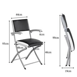 ZRG Folding Office Chair, Comfortable Event Black Lightweight Rocker Chairs Steel Frame Upholstered Premium Fabric Seat Ergonomic Camping Chair Double Brace 330-Pound Capacity 1 Piece -Home Table Chair Store 41dyUkmcyQS