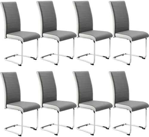 SICOTAS Dining Chairs Set Of 2 - Modern Kitchen Chairs Faux Leather, High Back Dining Room Chairs With Metal Base, Upholstered Dinner Chairs, 2 PCS Armless Side Chair For Dining Room And Kitchen, Grey 10 SICOTAS Dining Chairs Set Of 2 - Modern Kitchen Chairs Faux Leather, High Back Dining Room Chairs With Metal Base, Upholstered Dinner Chairs, 2 PCS Armless Side Chair For Dining Room And Kitchen, Grey - Image 9