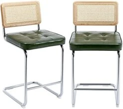 ONEVOG Island Rattan Chairs, Faux Leathe Seating Kitchen Counter Height (24 Inch) Bastool With Sturdy Frame Chrome Legs, Dining Room Home Kitchen Stools Set Of 2 (Brown) 22 ONEVOG Island Rattan Chairs, Faux Leathe Seating Kitchen Counter Height (24 Inch) Bastool With Sturdy Frame Chrome Legs, Dining Room Home Kitchen Stools Set Of 2 (Brown) -Home Table Chair Store 41e8zaVPfWL. AC