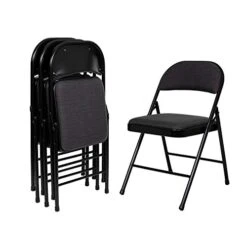 OEF Furnishings (4 Pack Fabric Upholstered Steel Folding Chair, Black