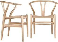 Polynices Wishbone Chair, Weave Modern Solid Wood Mid-Century Y Shaped Backrest Dining Chair (Black Set Of 2) -Home Table Chair Store 41efO0HtSPL. AC