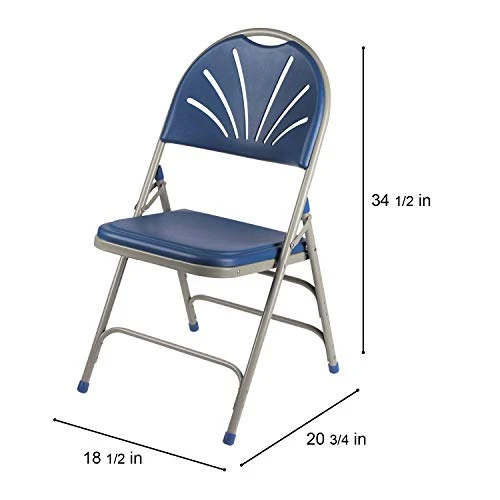 OEF Furnishings Heavy Duty Plastic Fan Back Folding Chair With Triple Brace, Blue 5 OEF Furnishings Heavy Duty Plastic Fan Back Folding Chair With Triple Brace, Blue - Image 3