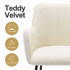 ONEVOG Small Dining Room Boucle Dining Chairs Lumbar Support Upholstered Chair, White Club Chairs Set Of 2 With Low Back For Living Room, Club Guest Comfy Chair For Working Or Studying -Home Table Chair Store 41fhtsoLMtL