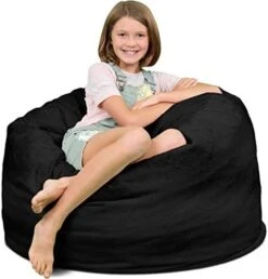 ULTIMATE SACK 3000 (3 Ft.) Bean Bag Chair: Giant Foam-Filled Furniture - Machine Washable Covers, Durable Inner Liner, 100% Virgin Foam. Comfy Bean Bag Chair. (Electric Blue, Suede) -Home Table Chair Store 41fiYqxHuhL. AC