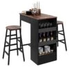 Bigbiglife Table And Chairs Set For 2, Industrial Bar Table And Chairs Set With 3 Storage And 2 Stools, Morden Kitchen Counter Height Dining Table Set, Rustic Brown -Home Table Chair Store 41gQsip1t7L