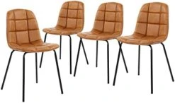 Thksbought Modern Chairs PU Leather Dining Chairs With Legs For Kitchen Living Room (Set Of 2 Dark Brown) -Home Table Chair Store 41gRtzgKXzL. AC