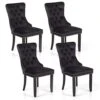 MAISON ARTS Velvet Tufted Dining Chairs Set Of 4, Upholstered Dining Room Chairs With Ring Pull Trim & Button Back Modern Dinner Chairs With Solid Wood Legs For Kitchen Dining Room (Black,4pcs)