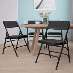 EMMA + OLIVER Metal Folding Chairs - Padded Seats | Set Of 4 Navy & Gray Metal Folding Chairs -Home Table Chair Store 41gicq5yg9S. AC