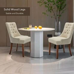 UDAX Upholstered Dining Chairs With Arms, Set Of 6, Dining Room Chairs With Solid Wood Legs And Tufted Backrest(Linen+Beige) 15 UDAX Upholstered Dining Chairs With Arms, Set Of 6, Dining Room Chairs With Solid Wood Legs And Tufted Backrest(Linen+Beige) -Home Table Chair Store 41gsqZHLNJL