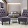 Annjoe Armless Accent Chair, Button Tufted Slipper Chair Side Chair Single Sofa For Dining Room Living Room Bedroom Funiture (Set Of 2) 2 Annjoe Armless Accent Chair, Button Tufted Slipper Chair Side Chair Single Sofa For Dining Room Living Room Bedroom Funiture (Set Of 2) -Home Table Chair Store 41gyh1x76VL