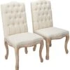 Christopher Knight Home Jolie Tufted Fabric Weathered Hardwood Dining Chairs, 2-Pcs Set, Beige 1 Christopher Knight Home Jolie Tufted Fabric Weathered Hardwood Dining Chairs, 2-Pcs Set, Beige -Home Table Chair Store 41gzy8GrqWL
