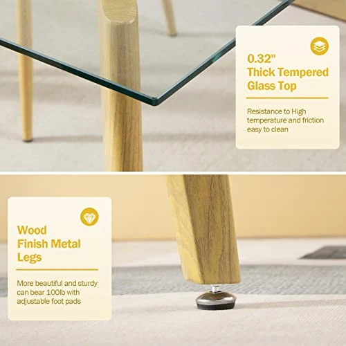 Bacyion 47" Dining Table Set For 4-5 Piece Kitchen Table And Chair, Rectangle Tempered Glass Table With 4 Faux Leather Side Chairs, Modern Dining Room Table Set For Dining Room, Kitchen, Deep Grey 4 Bacyion 47" Dining Table Set For 4-5 Piece Kitchen Table And Chair, Rectangle Tempered Glass Table With 4 Faux Leather Side Chairs, Modern Dining Room Table Set For Dining Room, Kitchen, Deep Grey - Image 2