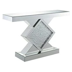 ACME Nysa Console Table - - Mirrored & Faux Crystals