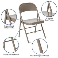 EMMA + OLIVER 2 Pack Double Braced Gray Metal Folding Chair 14 EMMA + OLIVER 2 Pack Double Braced Gray Metal Folding Chair -Home Table Chair Store 41hFWTCrLkL