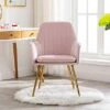 Artechworks Accent Living Dining Room Velvet Arm Chair Club Leisure Guest Lounge Bedroom Upholstered Chair With Gold Metal Legs, 2 PCS Pink -Home Table Chair Store 41hWATodOKL