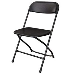 Ontario Furniture: Stackable Black Metal Folding Chair, 800-Pound Weight Capacity, Premium Steel Frame With Plastic Seat And Back