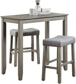 Nathaniel Home 3 Piece Counter Height Table Chairs Set, Kitchen Dining Room Sets Furniture One Bench And Two Saddle Stools With Upholstery Pad, Antique White -Home Table Chair Store 41hwcIOiYnL. AC