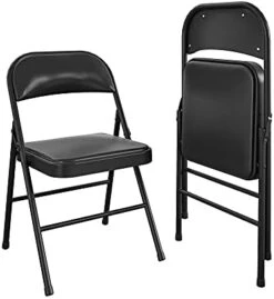 CoscoProducts COSCO Essentials Vinyl Padded Seat & Back Folding Chair, Double Braced, 4 Pack, Black -Home Table Chair Store 41hzdge3YqS. AC