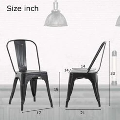 FDW Chairs Metal Stackable Restaurant Dining Chair 18" Seat Height Bar Chairs Indoor/Outdoor Tolix Side Metal Kitchen Trattoria Chairs Set Of 4 -Home Table Chair Store 41iEqk5pYsL