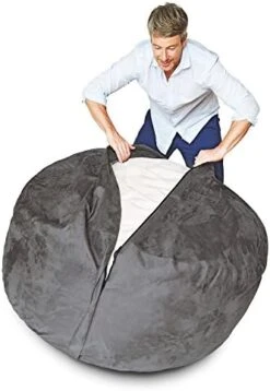 Lumaland Luxury Microsuede Outer Cover For Bean Bags Machine Washable 6-Foot Bean Bag Cover With Inlay In Dark Grey Cover And Inlay ONLY 27 Lumaland Luxury Microsuede Outer Cover For Bean Bags Machine Washable 6-Foot Bean Bag Cover With Inlay In Dark Grey Cover And Inlay ONLY -Home Table Chair Store 41iHbqy737L. AC