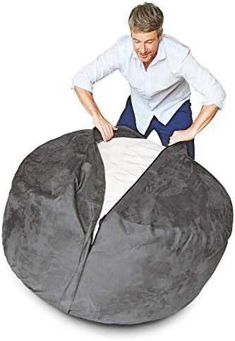 Lumaland Luxury Microsuede Outer Cover For Bean Bags Machine Washable 6-Foot Bean Bag Cover With Inlay In Dark Grey Cover And Inlay ONLY 13 Lumaland Luxury Microsuede Outer Cover For Bean Bags Machine Washable 6-Foot Bean Bag Cover With Inlay In Dark Grey Cover And Inlay ONLY - Image 11