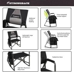 STRONGBACK Director With Innovative Lumbar Back Support Heavy Duty Camping Chair With Side Table 18 STRONGBACK Director With Innovative Lumbar Back Support Heavy Duty Camping Chair With Side Table -Home Table Chair Store 41iNtpe5IRL