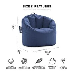 Big Joe Milano Bean Bag Chair, Navy Smartmax, 2.5ft 7 Big Joe Milano Bean Bag Chair, Navy Smartmax, 2.5ft -Home Table Chair Store 41ilsq2XbOS