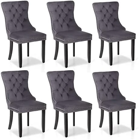 MAISON ARTS Velvet Tufted Dining Chairs Set Of 4, Upholstered Dining Room Chairs With Ring Pull Trim & Button Back Modern Dinner Chairs With Solid Wood Legs For Kitchen Dining Room (Black,4pcs) 11 MAISON ARTS Velvet Tufted Dining Chairs Set Of 4, Upholstered Dining Room Chairs With Ring Pull Trim & Button Back Modern Dinner Chairs With Solid Wood Legs For Kitchen Dining Room (Black,4pcs) - Image 9
