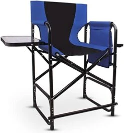 SILANON Tall Directors Chairs Foldable,Portable Folding Camping Chair Lightweight Aluminum Makeup Artist Chair With Side Table Storage Bag Heavy Duty Supports 300LBS Outdoor Indoor,Black/Beige -Home Table Chair Store 41j2qtI9HL. AC