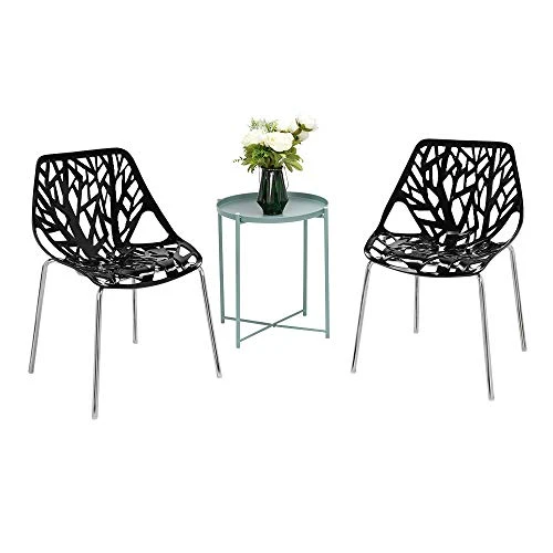 Bonnlo Modern Black Dining Chairs Set Of 6,Plastic Saping Birch Chairs,Stackable Dining Chairs Set For Living Room/Kitchen/Office (6, Black) 8 Bonnlo Modern Black Dining Chairs Set Of 6,Plastic Saping Birch Chairs,Stackable Dining Chairs Set For Living Room/Kitchen/Office (6, Black) - Image 6