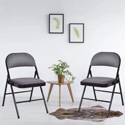 ReunionG 4 PCS Folding Chair, 4-Pack Portable Chairs With Upholstered Padded Seat And Back, Metal Frame Home Office Chairs (4 PCS) -Home Table Chair Store 41jpJCDkwmL. AC