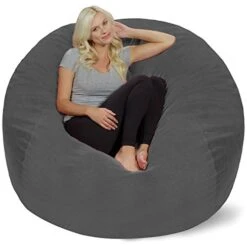 Chill Sack Bean Bag Chair: Giant 5' Memory Foam Furniture Bean Bag - Big Sofa With Soft Micro Fiber Cover - Grey Pebble