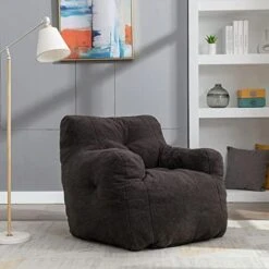 Beanbags Bean Bag Chair, Ultra Soft Teddy Fabric Arm Chair For Adults Kids, Comfy Leisure Sofa Chair For Bedroom, Living Room, Apartment, Ivory -Home Table Chair Store 41k4b1LoLgL. AC