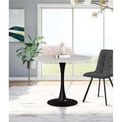 Meridian Furniture Holly Collection Modern | Contemporary Round Faux Marble Top Dining Table, 36" Wide, Matte Black Metal Base 11 Meridian Furniture Holly Collection Modern | Contemporary Round Faux Marble Top Dining Table, 36" Wide, Matte Black Metal Base -Home Table Chair Store 41kNixNSfbL