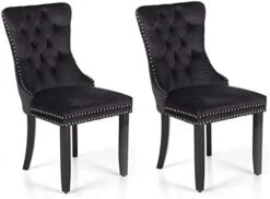 MAISON ARTS Velvet Tufted Dining Chairs Set Of 4, Upholstered Dining Room Chairs With Ring Pull Trim & Button Back Modern Dinner Chairs With Solid Wood Legs For Kitchen Dining Room (Black,4pcs) 29 MAISON ARTS Velvet Tufted Dining Chairs Set Of 4, Upholstered Dining Room Chairs With Ring Pull Trim & Button Back Modern Dinner Chairs With Solid Wood Legs For Kitchen Dining Room (Black,4pcs) -Home Table Chair Store 41kYMpyG4L. AC