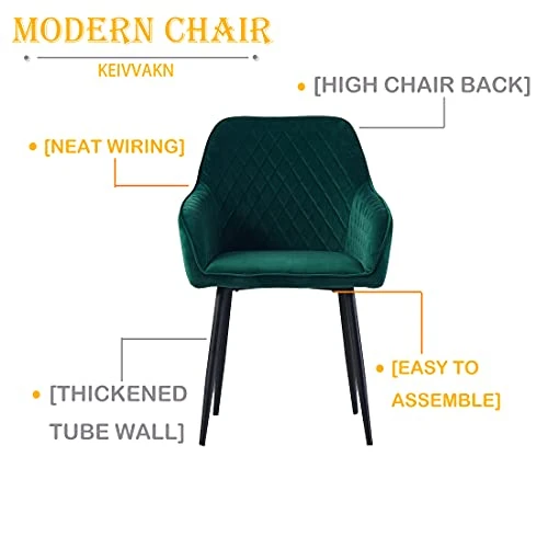 KEIVVAKN Velvet Dining Chairs Set Of 4 Green Velvet Upholstered Chairs For Dining Room Modern Tufted Dining Chair With Arms 6 KEIVVAKN Velvet Dining Chairs Set Of 4 Green Velvet Upholstered Chairs For Dining Room Modern Tufted Dining Chair With Arms - Image 4