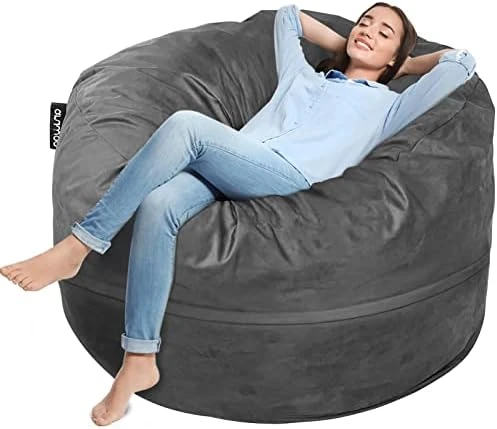 Anuwaa Bean Bag Chair Cover - Soft Suede Fabric Bean Bag Cover, Washable Lazy Sofa Bed Cover, Sack Bean Bag Chair For Adults And Teens, Living Room Furniture, 4ft Black(Cover Only, No Filler) 11 Anuwaa Bean Bag Chair Cover - Soft Suede Fabric Bean Bag Cover, Washable Lazy Sofa Bed Cover, Sack Bean Bag Chair For Adults And Teens, Living Room Furniture, 4ft Black(Cover Only, No Filler) - Image 9