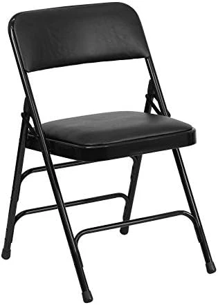 Flash Furniture 4 Pack HERCULES Series Curved Triple Braced & Double Hinged Black Vinyl Metal Folding Chair 10 Flash Furniture 4 Pack HERCULES Series Curved Triple Braced & Double Hinged Black Vinyl Metal Folding Chair - Image 8