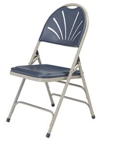 (4 Pack) NPS® 1100 Series Deluxe Fan Back With Triple Brace Double Hinge Folding Chair, Dark Blue -Home Table Chair Store 41kubaxGShL