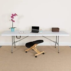 Flash Furniture 8-Foot Bi-Fold Granite White Plastic Banquet And Event Folding Table With Carrying Handle & 10 Pack Hercules Series 650 Lb. Capacity Premium White Plastic Folding Chair -Home Table Chair Store 41l5Kfk5zWL