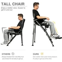 EVER ADVANCED Tall Directors Chair With Cup Holder 31", Bar Height Folding Chair For Camping, Sports With Carry Bag, Mesh Pockets And Footrest, Heavy Duty 300 Lbs, Black 13 EVER ADVANCED Tall Directors Chair With Cup Holder 31", Bar Height Folding Chair For Camping, Sports With Carry Bag, Mesh Pockets And Footrest, Heavy Duty 300 Lbs, Black -Home Table Chair Store 41lIfzzIBDL