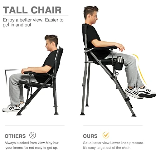 EVER ADVANCED Tall Directors Chair With Cup Holder 31", Bar Height Folding Chair For Camping, Sports With Carry Bag, Mesh Pockets And Footrest, Heavy Duty 300 Lbs, Black 7 EVER ADVANCED Tall Directors Chair With Cup Holder 31", Bar Height Folding Chair For Camping, Sports With Carry Bag, Mesh Pockets And Footrest, Heavy Duty 300 Lbs, Black - Image 5