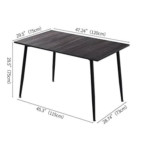 Hanway Modern Dining Table Set For 6 | 4 Chairs + 2 Benches | Upholstered Seats | Rectangular Kitchen & Living Room Furniture | Metal Legs | Faux-Leather | Stylish Home Décor Piece (Black Chair) 7 Hanway Modern Dining Table Set For 6 | 4 Chairs + 2 Benches | Upholstered Seats | Rectangular Kitchen & Living Room Furniture | Metal Legs | Faux-Leather | Stylish Home Décor Piece (Black Chair) - Image 5