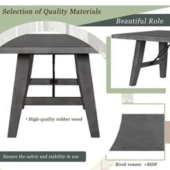 UBGO Dining Table Set 7-Piece Set-72 Industrial Style Rectangular Chain Bracket Chairs,Family Furniture For 6 People,for Home Kitchen Room/Breakfast Corner(Gray) 20 UBGO Dining Table Set 7-Piece Set-72 Industrial Style Rectangular Chain Bracket Chairs,Family Furniture For 6 People,for Home Kitchen Room/Breakfast Corner(Gray) -Home Table Chair Store 41lnwKev3YL