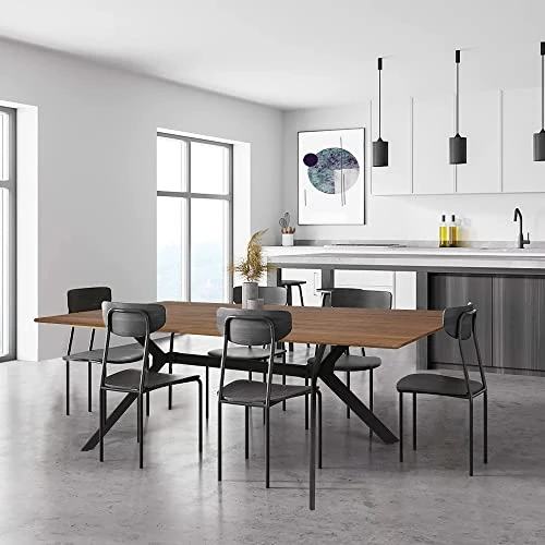 LUCKYERMORE 71"x35.5" Dining Table For 6-8 Mid-Century Modern Rectangle Wood Kitchen Table Farmhouse Dining Table For Dining Room Balcony Cafe Bar Conference Walnut 8 LUCKYERMORE 71"x35.5" Dining Table For 6-8 Mid-Century Modern Rectangle Wood Kitchen Table Farmhouse Dining Table For Dining Room Balcony Cafe Bar Conference Walnut - Image 6