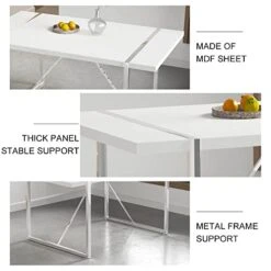 NYEESS Modern Dining Table Set For 4, 5-Piece Kitchen Dining Table Set, Wood Dining Table And Leather Dining Chairs Set For 4 Suitable For Dining Room, Kitchen (White, 1*Table+4*Chairs) 18 NYEESS Modern Dining Table Set For 4, 5-Piece Kitchen Dining Table Set, Wood Dining Table And Leather Dining Chairs Set For 4 Suitable For Dining Room, Kitchen (White, 1*Table+4*Chairs) -Home Table Chair Store 41m4L9ceWxL